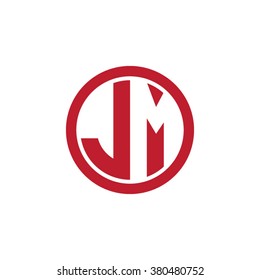 JM initial letters circle business logo red