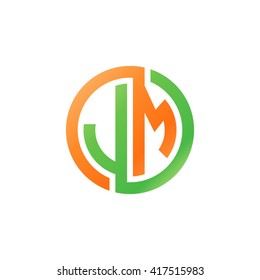 JM initial letters looping linked circle logo orange green