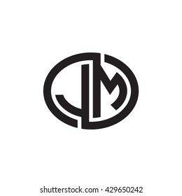 JM initial letters looping linked ellipse monogram logo