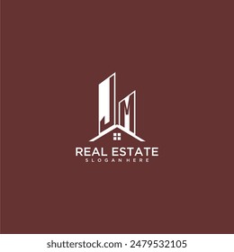 JM initial monogram building and roof logo for real estate