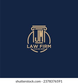 JM initial monogram for law firm with creative circle line