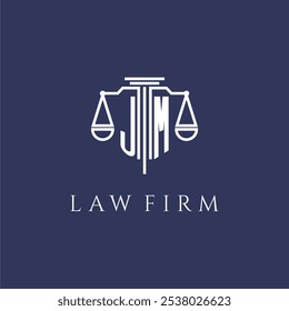 JM initial monogram for lawfirm logo with scales vector image