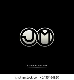 JM J M initial letter linked circle capital monogram logo modern template silver color edition