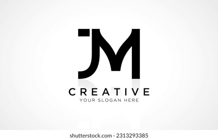 JM Letter Logo Design Vector Template. Alphabet Initial Letter JM Logo Design With Glossy Reflection Business Illustration.