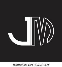JM Letter logo monogram with oval shape negative space design template
