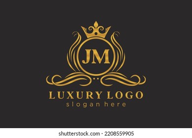 JM Letter Royal Luxury Logo template in vector art for Restaurant, Royalty, Boutique, Cafe, Hotel, Heraldic, Jewelry, Fashion and other vector illustration.