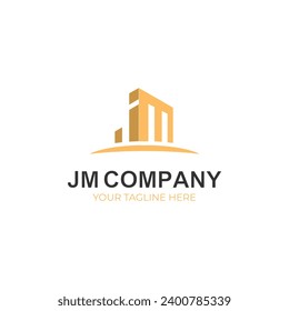 Jm letters build real estate logo design template vector illustration