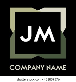 JM letters business logo creative  icon design template elements in abstract background logo, design identity in square with four colors, modern alphabet letters