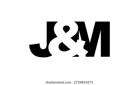 JM logo design in bold style. Black white identity symbol. Modern typography emblem. Corporate branding icon. Minimal business template.
