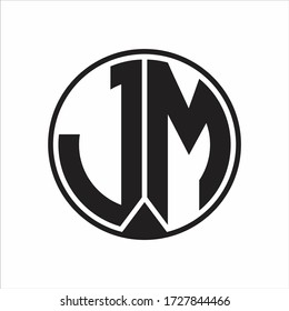 JM Logo monogram circle with piece ribbon style on white background