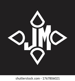 JM Logo monogram with four cone rounded by the shape design template