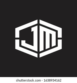 JM Logo monogram with hexagon shape and piece line rounded design tamplate