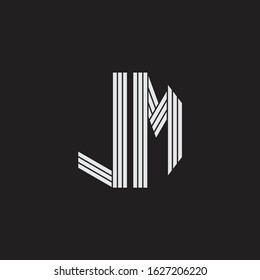 JM Logo monogram with outline style linked isolated on black background