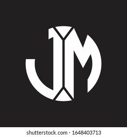 JM Logo monogram with piece circle ribbon style
