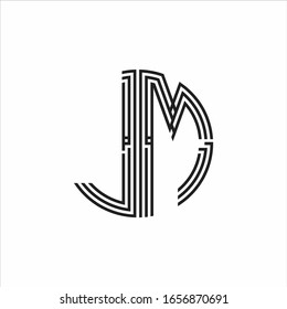 JM Logo monogram triple ribbon style line design template isolated on white background