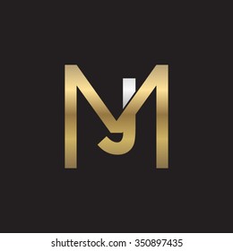 JM MJ initial company square M shape silver gold logo black background