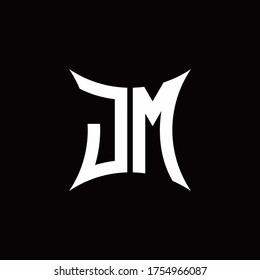 JM monogram logo with sharped shape design template isolated on black background