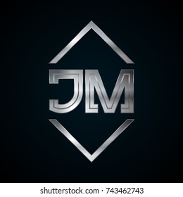 JM Monogram, Metal Logo, Silver Logo