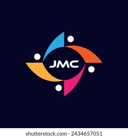 JMC-Logo. In: J M C Design. Weißer JM-Brief. JMC, J M Buchstaben Logo Design. Anfangsbuchstabe JMC-Logo mit gelinktem Kreis und Monogramm in Großbuchstaben. J M C Buchstabe Logo Vektor-Design.