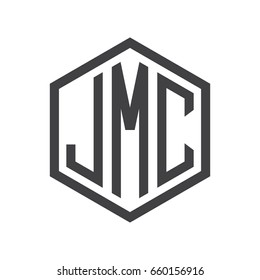 JMC three-letter initials hexagon logo black
