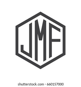 JMF three-letter initials hexagon logo black