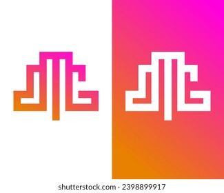Diseño del logotipo de la tecnología de forma geométrica de las letras JMG.

