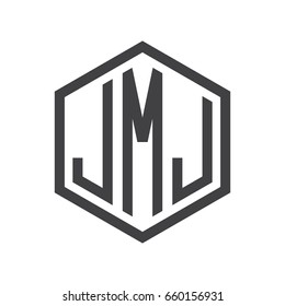 JMJ three-letter initials hexagon logo black