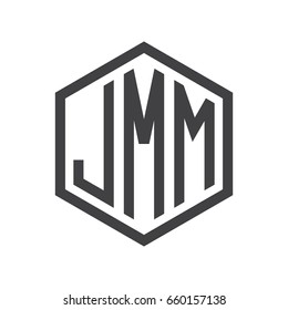 JMM three-letter initials hexagon logo black