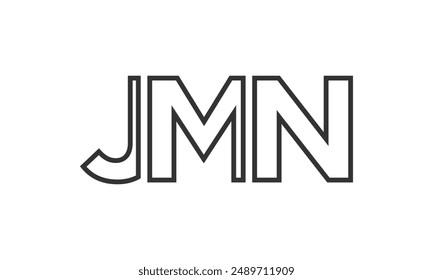 JMN logo design template with strong and modern bold text. Initial based vector logotype featuring simple and minimal typography. Trendy company identity ideal for businesses brand presence.
