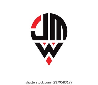 JMW-Buchstaben-Ortung Form Logo Design. Das Logo für die Ortung von JMW-Buchstaben ist einfach zu entwerfen.