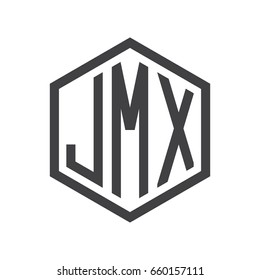 JMX three-letter initials hexagon logo black