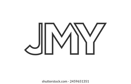 Plantilla de diseño de logotipo JMY con texto en negrita fuerte y moderno. Logotipo de Vector inicial basado en tipografía simple y mínima. Identidad de empresa de moda ideal para la presencia de marca de negocios.