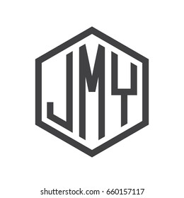 JMY three-letter initials hexagon logo black