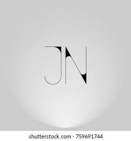 JN Black thin minimalist LOGO Design with Highlight on Gray background.