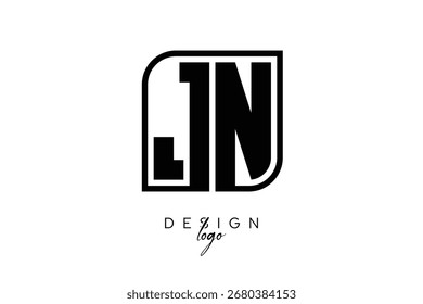 Logotipo del monograma del bloque de JN – Letra geométrica negrita en estilo rectangular para la marca y la identidad modernas