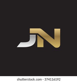 JN company linked letter logo golden silver black background