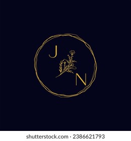 JN elegant wedding initial logo in high quality professional design that will print well across any print media