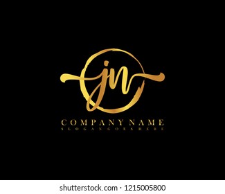 JN initial handwriting logo circle template vector