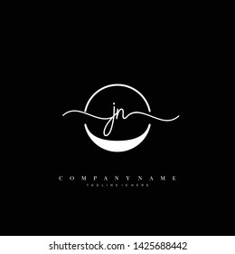 JN initial handwriting logo template vector