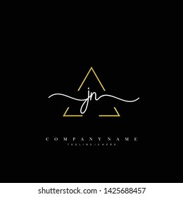 JN initial handwriting logo template vector