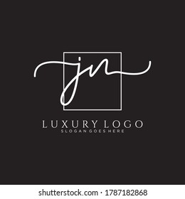 JN Initial handwriting logo template vector