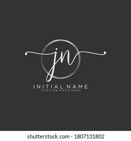 JN Initial handwriting logo vector