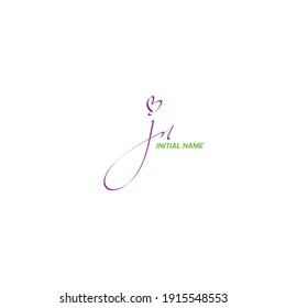 Logotipo inicial aislado de JN para identidad