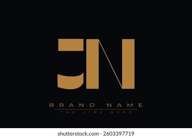 JN initial letter logo design. Letter J and N luxury alphabet letter logo icon template