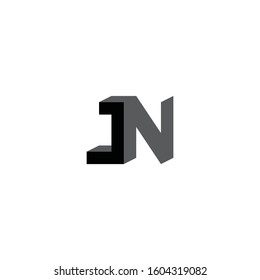 JN Initial Letter Uppercase Modern Logo Design