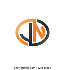 JN initial letters looping linked ellipse logo orange black