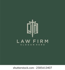 JN initial monogram for law firm with sword and shield logo image