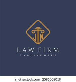 JN initial monogram logo for lawfirm with pillar in creative square design