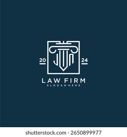 JN initial monogram logo for lawfirm with pillar design in creative square