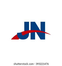 JN initial overlapping swoosh letter logo blue red